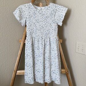Girls' White Floral Lace Short-Sleeve Dress